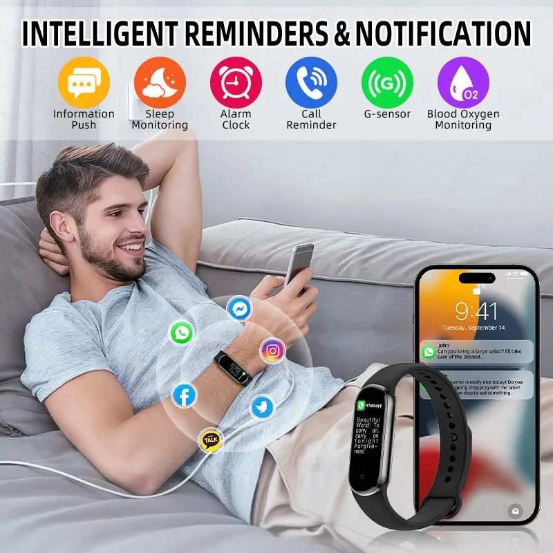 LIGE Sports Fitness Tracker Smart Band Heart Rate Blood Pressure Health Bracelet AMOLED Call Reminder Smartwatch For Android iOS