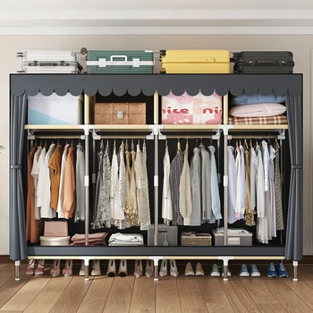 Armadio, camera da letto di casa facile montaggio, tubo d'acciaio robusto e durevole, stanza in affitto di piccole dimensioni, armadio 1