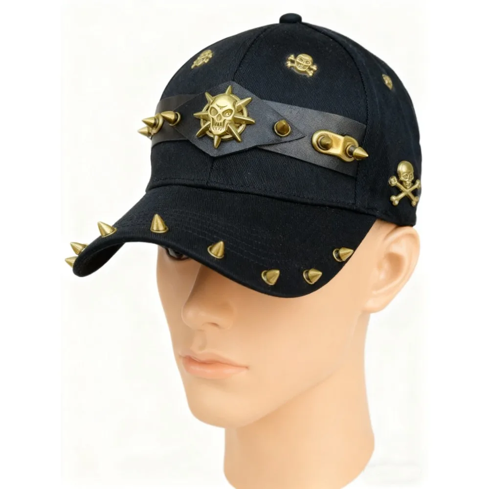 Steampunk Rivet Hat Adjustable Spike Skull Hat Hip Hop Rap Cap Women ...
