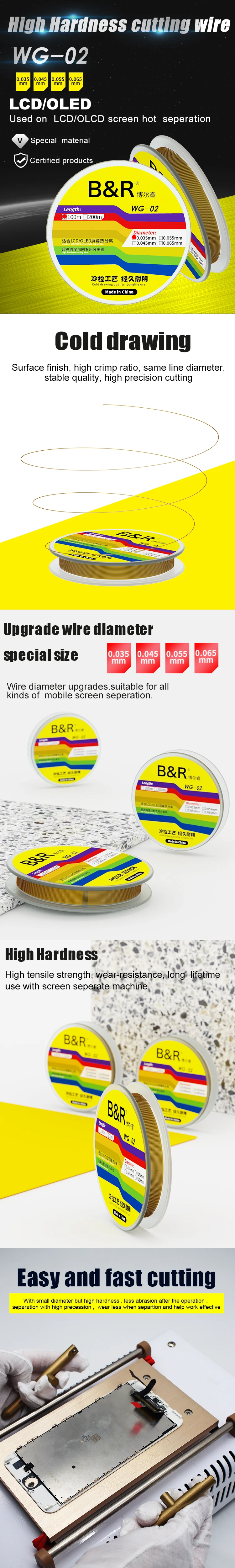 2 stücke Kalt Ziehen LCD Bildschirm Schneiden Draht Touch Display Glas Separate Entfernen Hohe Härte Stahl Linie Telefon Tabletten Reparatur werkzeug – Detail 1