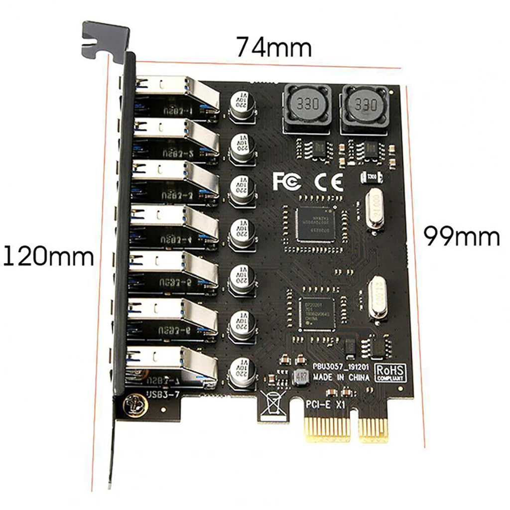 데스크탑용 USB 3.0 PCI-E 확장 카드 어댑터, 외부 컨트롤러, PCI 익스프레스 카드, 7 포트, USB 3.0 허브 어댑터