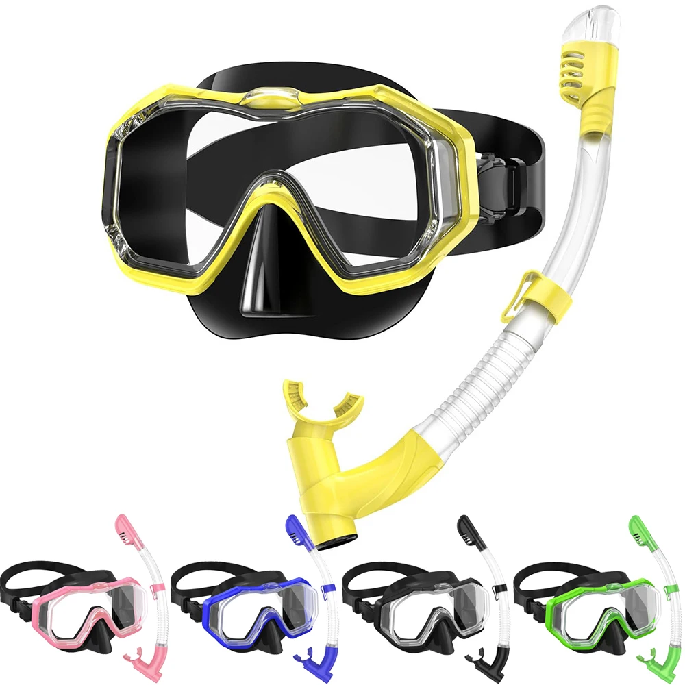 Dry Snorkel Mask Set Panoramic Wide View Anti-Fog Adjustable For Adults Kids Underwater Snorkeling Swimming Training Diving snorkeling diving mask diving mask snorkel set