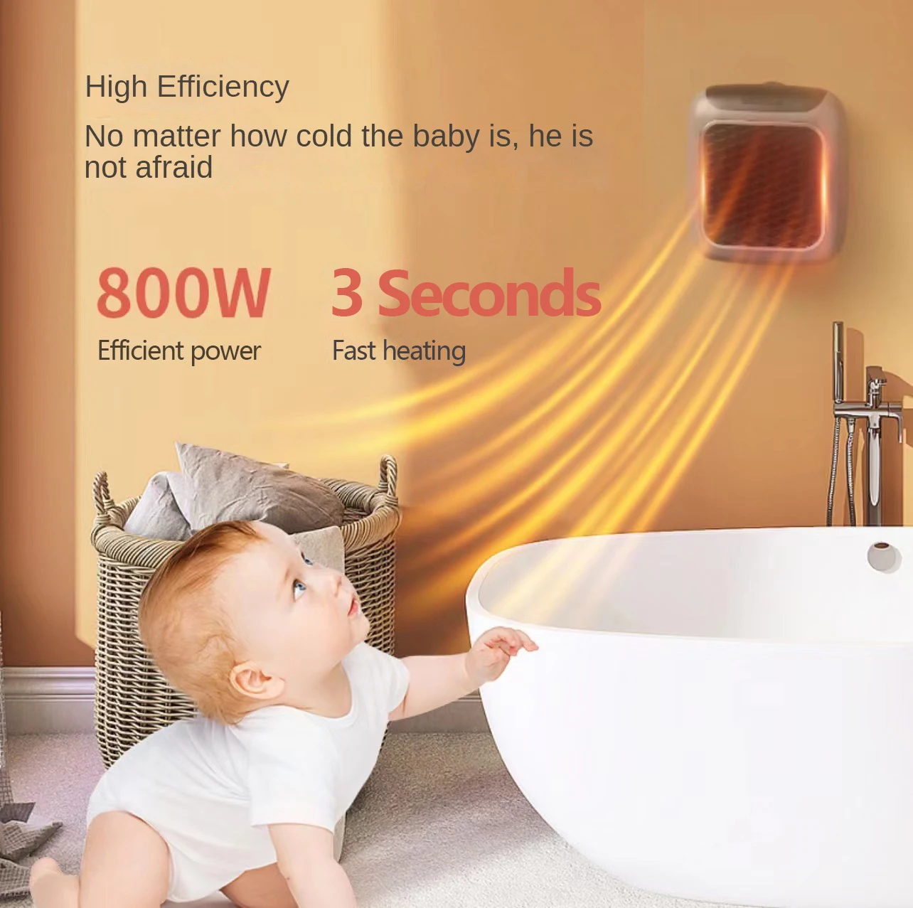 800W Mini Heater for Home Small Bathroom Heating Fans Wall Mounted PTC Ceramic Electric Heater With Remote Control mini heater