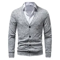2022 Spring and Autumn Men's Cardigan  Casual Trim V-neck Knit Sweater (don't Include Shirts) 1