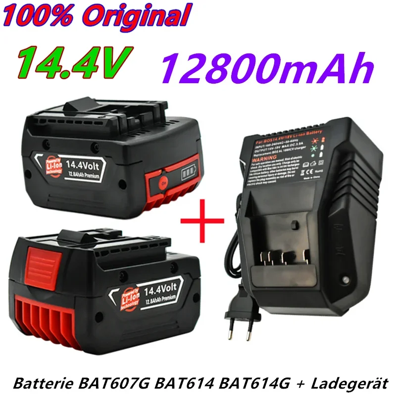 

Original BAT614G Akku 14,4 V 12800mAh Lithium-ionen für Bosch 14,4 V Batterie BAT607G BAT614 BAT614G + Ladegerät