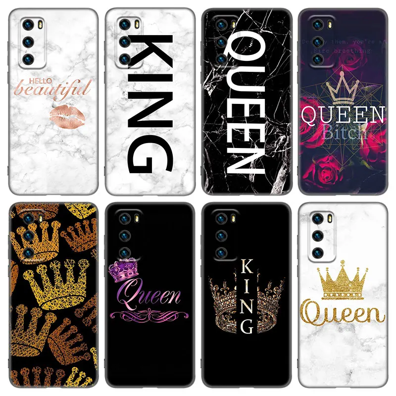 Чехол для телефона Queen King с мраморной короной Huawei P50 P40 P30 P20 P10 P9 P8 Lite 2017 P Smart Z S Pro 2021