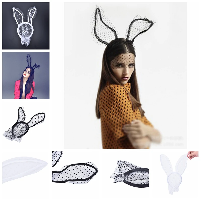 Sexy Bunny Cat Ear Lace Bob Velo Maschera Fascia Copricapo Costume Da Festa Di Halloween