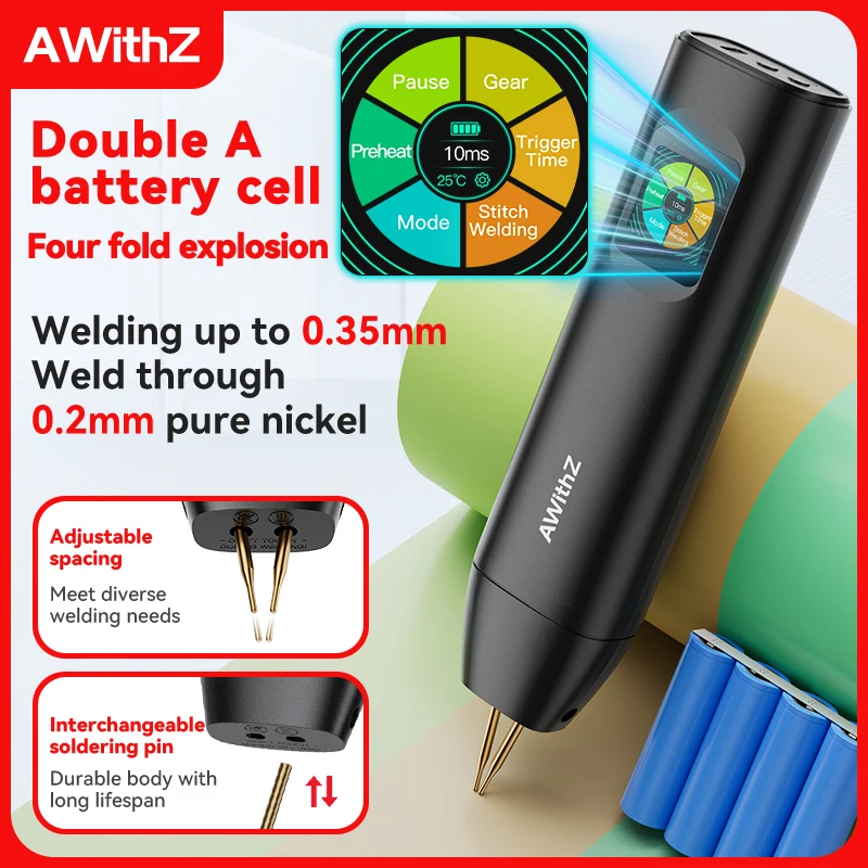 AWITHZ Portable Spot Welder DIY Handheld Welding Machine H5, 90 Gears Adjustable Spot Welding for 18650 Lithium Battery