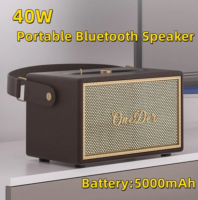 

Oneder D6 40 Вт Мощный Ретро Bluetooth беспроводной динамик классический стиль Ностальгический деревянный портативный аудио сабвуфер уличный динамик