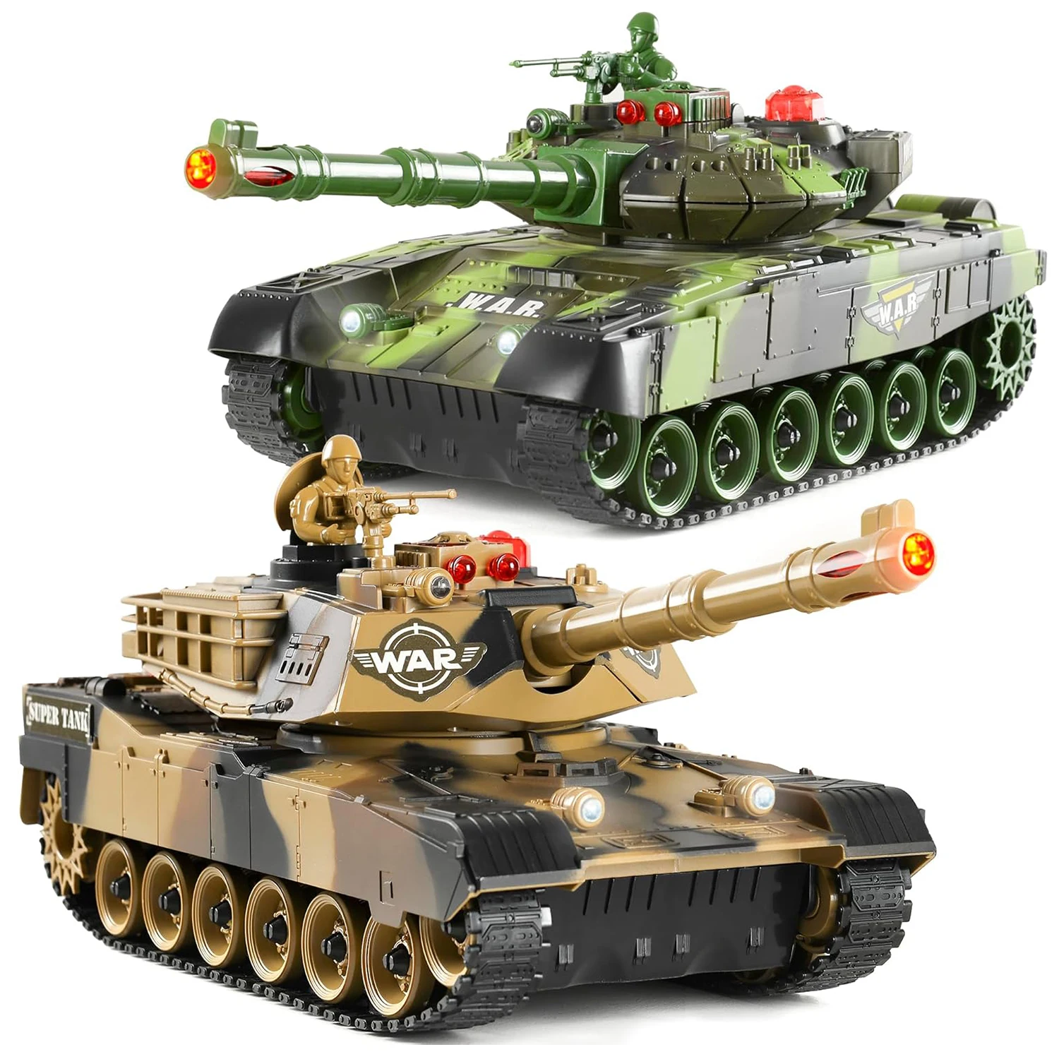 PACK RC tanks Fighting Battle Tanks with LED Life