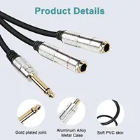 Metal Shell Gold-Plated 6.35mm TS Guitar Signal Audio Y Splitter Cable, 1/4" Male to Dual Mono 1/4" Female Adapter - Image 4