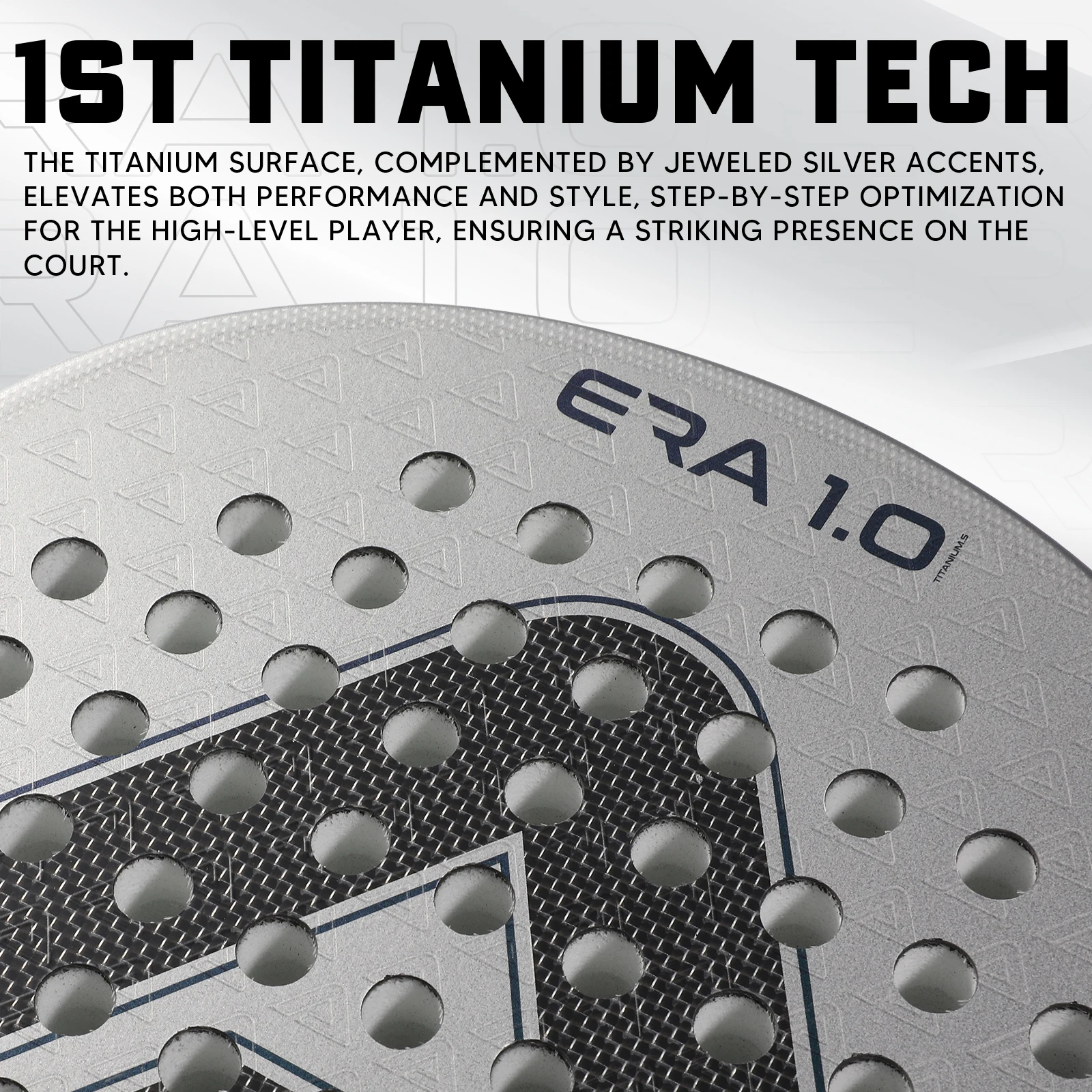 AMA SPORT 1St Titanium Silver Surface Padel Racket with Precision Holes,Intelligence Rebound Cork High-Performance Pala de Padel