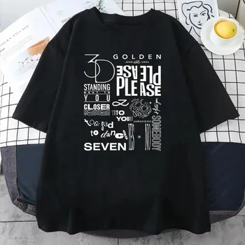 JungKook Golden T-shirt Harajuku Standing Next To You Short Sleeved Unisex Retro Seven Piece Pullover Sports T-shirt South Korea 1