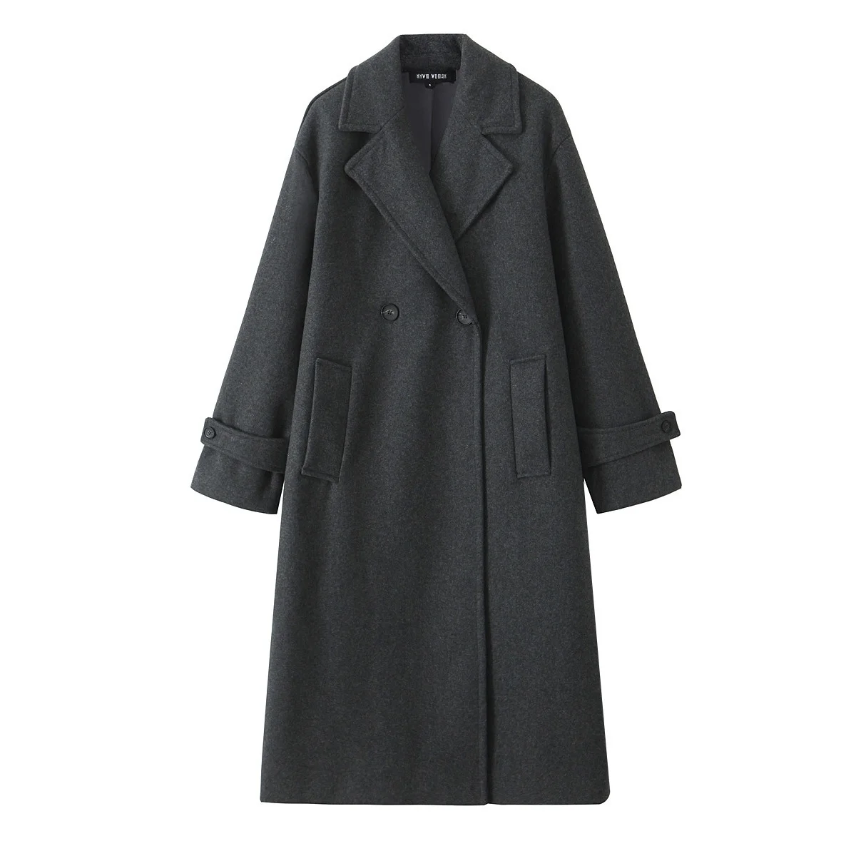thumbnail image 1 of HH TRAF 2024 Otoño Mujer Sólido Casual Abrigo Suelto Abrigo de Mujer Cruzado Cuello Vuelto Diseño de Bolsillos Abrigos, 1 of 4