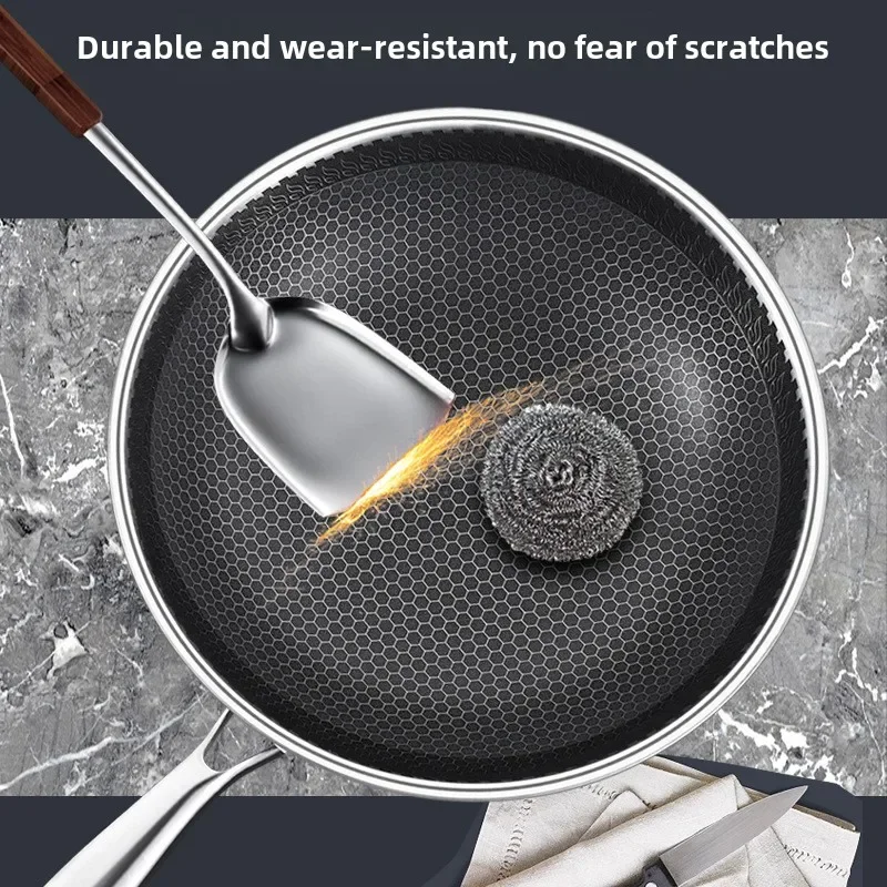Pot non-stick wok 316 stainless steel pot Household wok non-stick induction cooker gas stove suitable