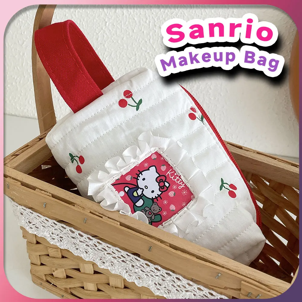 

Sanrio, Hello Kitty вишневая косметичка Kawaii, косметички, аниме, вместительная косметичка, дорожная косметичка