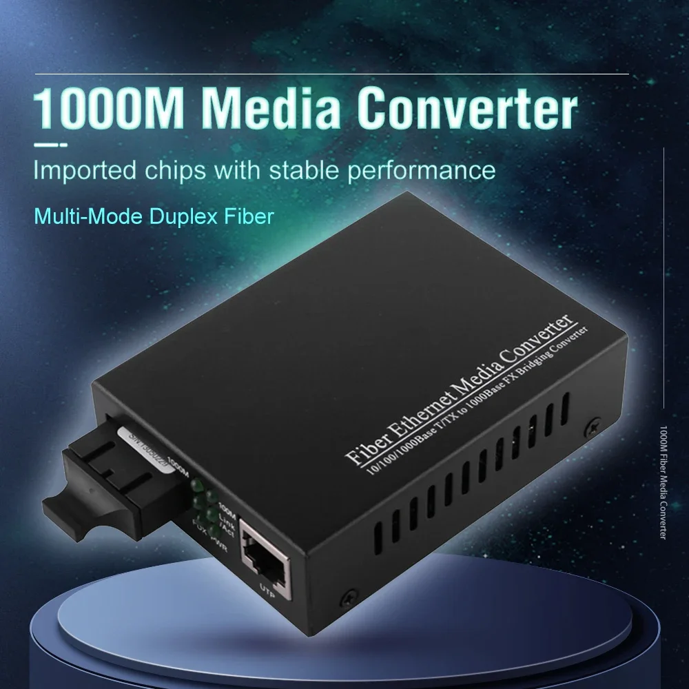 

Gigabit Ethernet Fiber Media Converter with a Built-in 1Gb Multi-Mode SC Transceiver 10/100/1000M RJ45 To 1000Base-LX Up To 2km