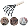 Multifunctional Clam Rake With Net 5 Claw Wood Handle Rake Shell Digging Tool Dig Seafood Accessories Weeding Farming Tool 3