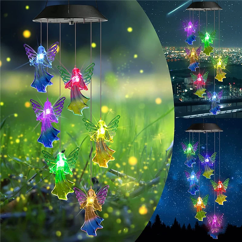 Solar Light Outdoor Powered LED Wind Chime IP65 Butterfly Hummingbird Lawn Lamp For Garden Decor Solar Garden Light Outdoor outdoor fence lights