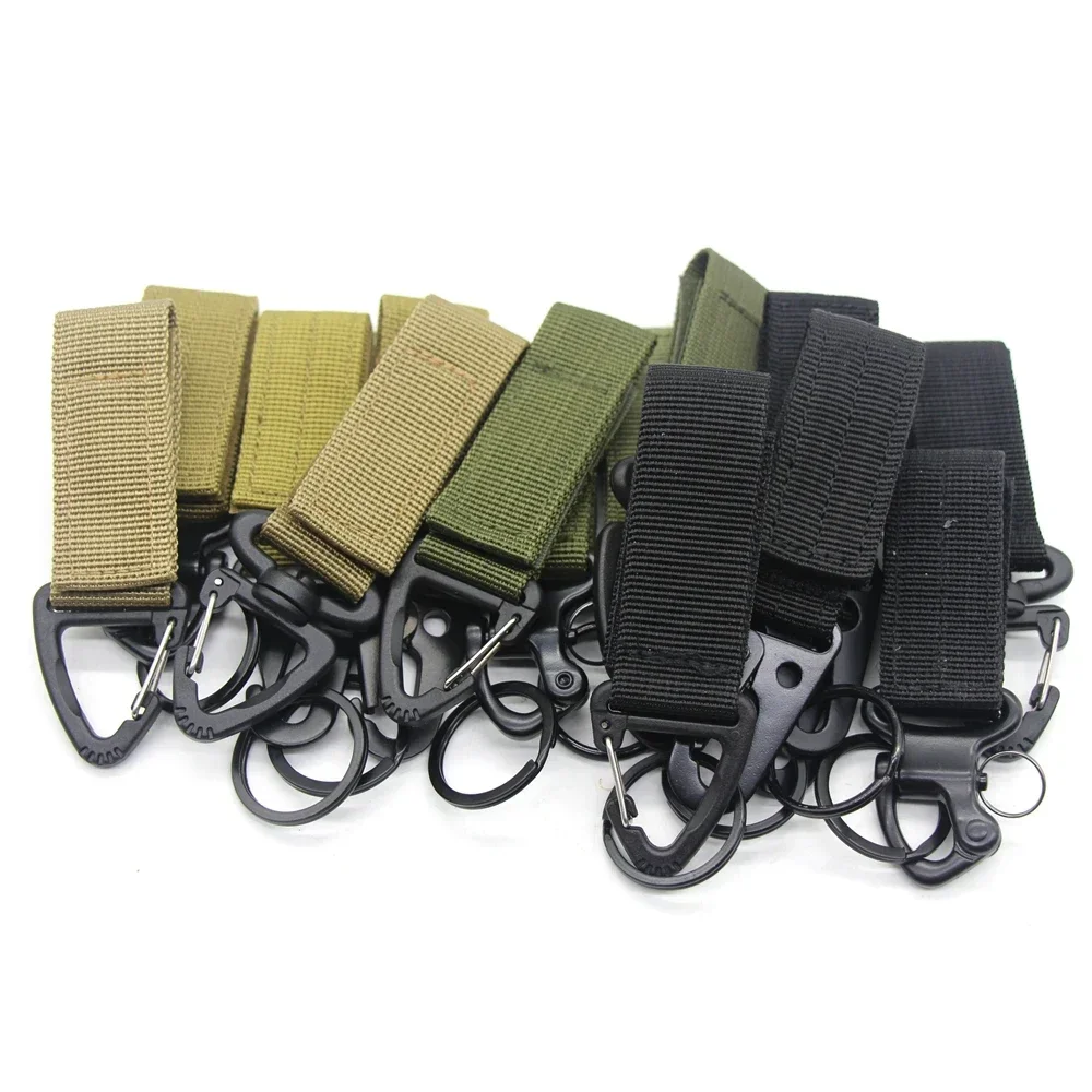 2 pieces/set Tactical Molle Keyring Gear Keychain Nylon Belt Molle Webbing Keychain Belt Bags Backpack Camping Hunting