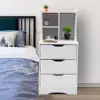 White Modern Style Nightstand Elegant Bedside Table Bedroom Furniture Cabinet With 3 Drawers 2