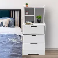 White Modern Style Nightstand Elegant Bedside Table Bedroom Furniture Cabinet With 3 Drawers 2