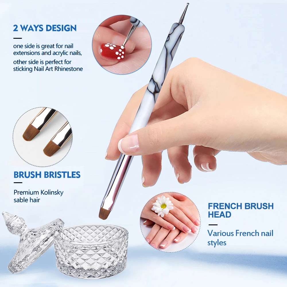Dual-End French Nail Art Brush and Dotting Pen