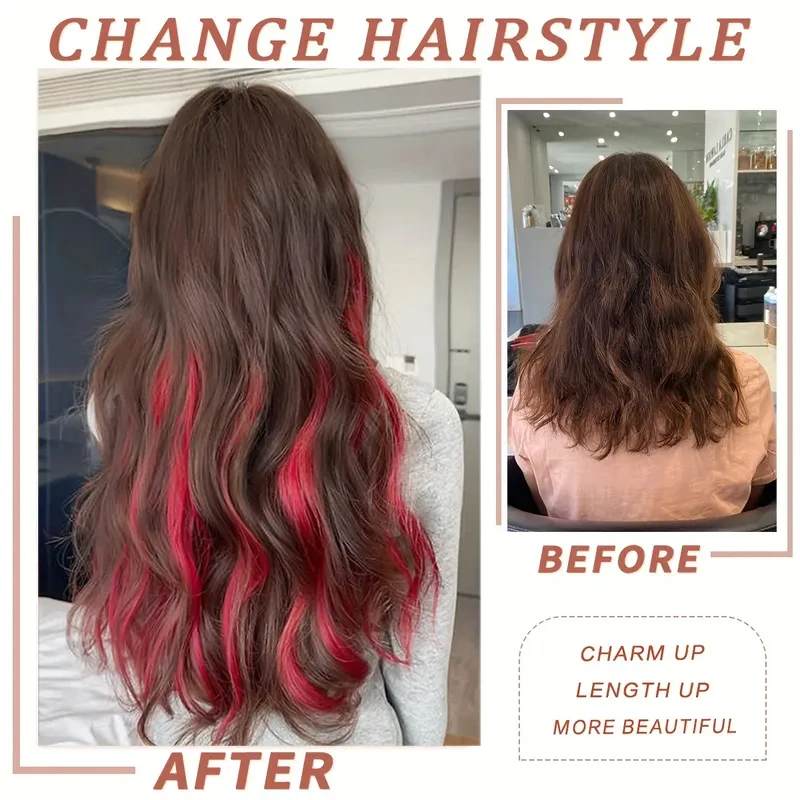 Colorful Hair Extensions Wavy Accessories Party Highlights Clip on Synthetic Rainbow Wigs Children's Favorite Gift (5 pieces )