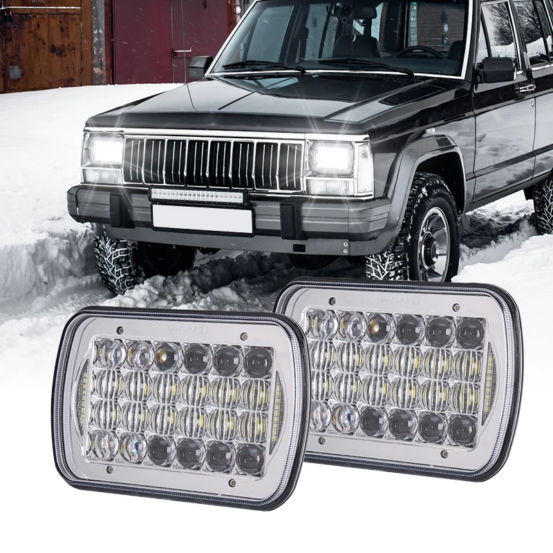 

5x7" Auto Square Led Headlamp 5x7 Inch Led Truck Headlight 6x7" Feixe Farol Com High/Low DRL for Jeep Cherokee XJ Wrangler 4X4