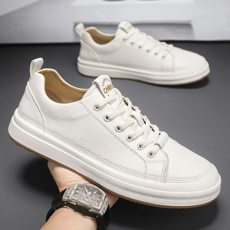 

Fashion Men Sneakers lace up oxfords White Casual Shoes Leather Men Shoes Walking Designer Tennis Shoes men Tênis Masculino