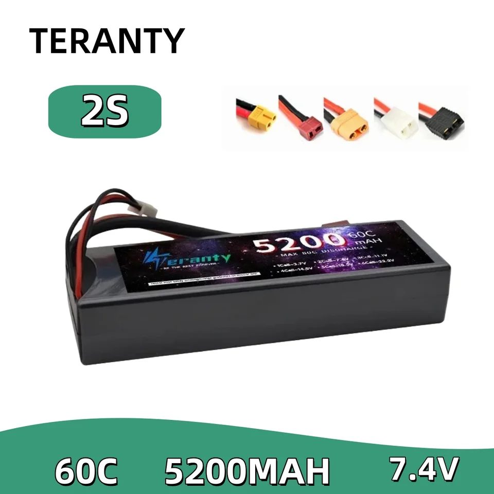 2S Lipo Batterij 5200 MAh 7.4 V RC 50C Hard Case Met Trx Plug Compatibel Traxxas Arrma 1 8 1 10 Voertuigen Auto Truck Buggy Truggy Vliegtuig Drone 2 Packs 1425107136