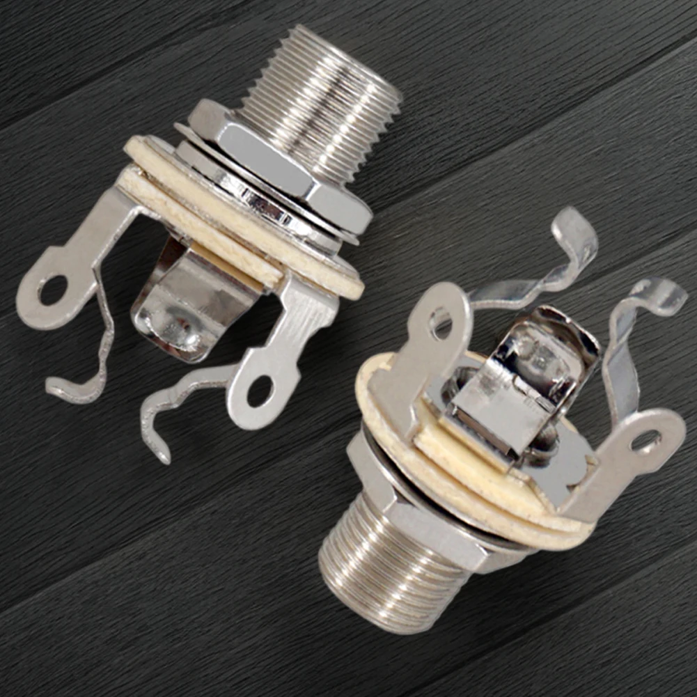 2Pcs 1/4 Inch 6.35Mm Guitar Pickup Output Jack Stereo Socket Parts Mono Jack Socket for Electric Bass