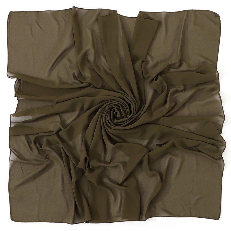110X110CM Headwrap Schwere Chiffon Quadrat Schal Muslimischen Hijabs Frauen Underscarf Mode Casual Look Einfarbig Tudung Bawl – Detail 36