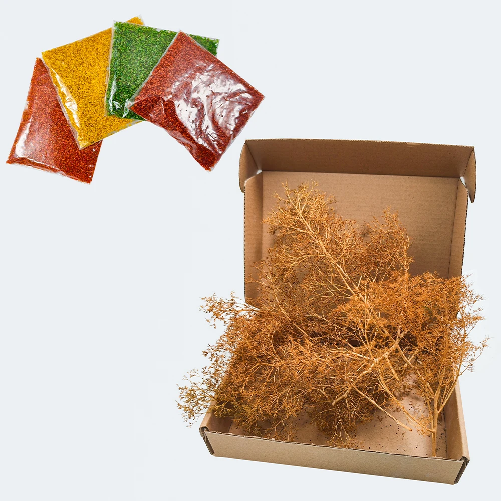 미니어처 건초 모형 가시가 있는 퀴노아 나무 4가지 색상 잎 가루 DIY 군사/철도 기차 미니어처 풍경 디오라마용