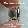 Moissanite Stone D Color Emerald Cut VVS1 Gemstone  Diy Charms Jewelry Material Pass Diamond Tester with GRA Certificate 1
