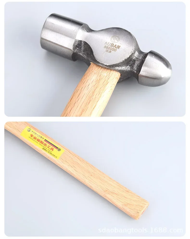Description Picture 6 of itemRound headed iron hammer rubber handle round headed nail hammer high carbon steel striking hammer stone laying manual tool