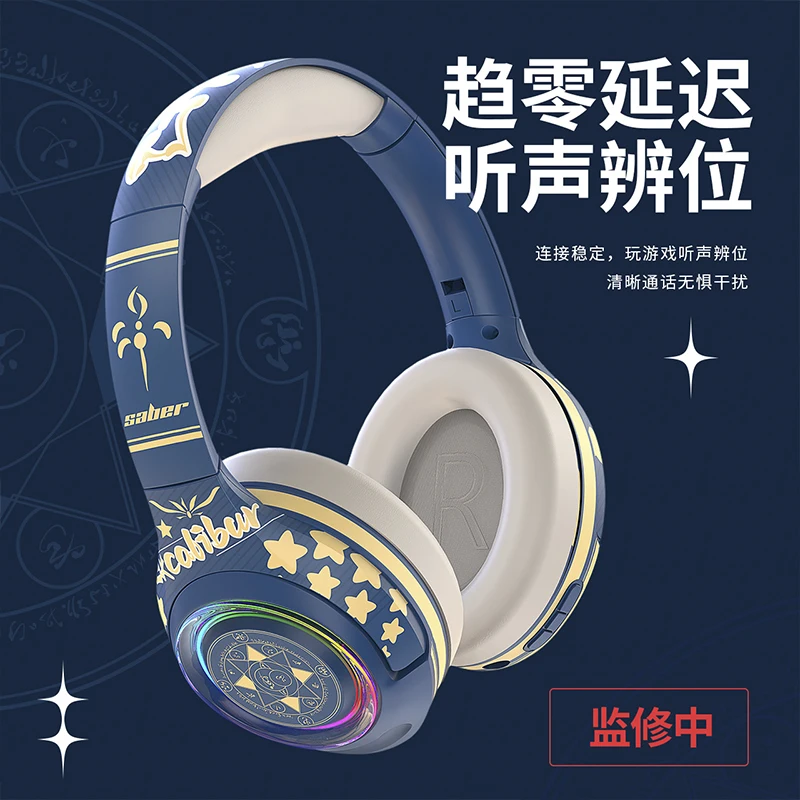 

Fashion Wireless Bluetooth Headset Game Fate/Grand Order Joan of Arc Saber Comfortable Anime Foldable Headphones Cosplay Gift
