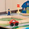 Reversible Wooden Play Table with Train Set and Building Bricks Storage Childrens Activity Table Ages 3 6