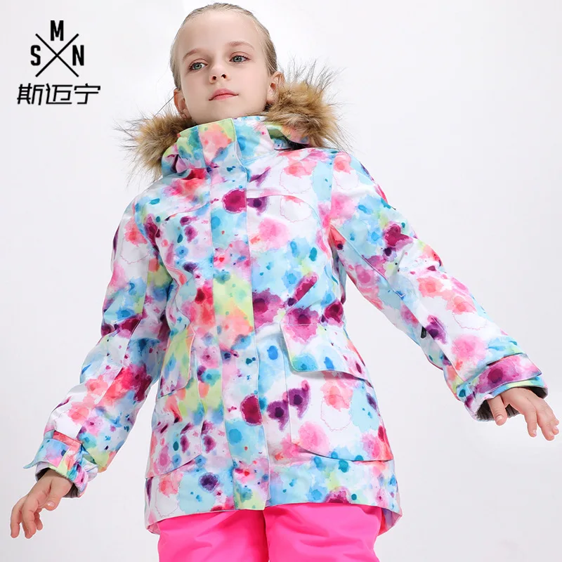 GSOU SNOW Children Hoodie Ski suit Winter Warmth Snow Coats Windproof Waterproof keep warm Outdoor Girls Snowboard Ski jackets