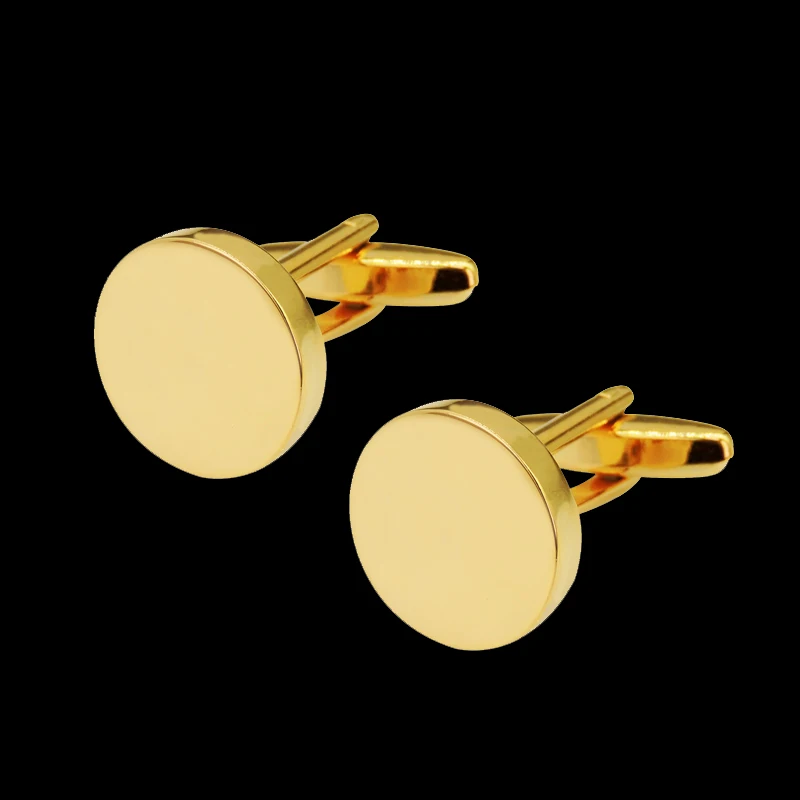 

High Quality Men's French Shirt Cufflinks Copper Smooth Golden Round Cuffs Button Wedding Suit Accessories Jewelry Gifts