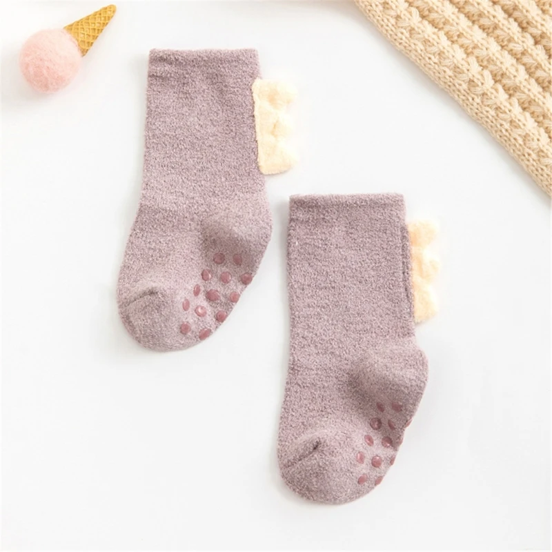 Winter Baby Socks Floor Socks Dinosaur Pattern Thickened Warm for Warmth Indoor Tube