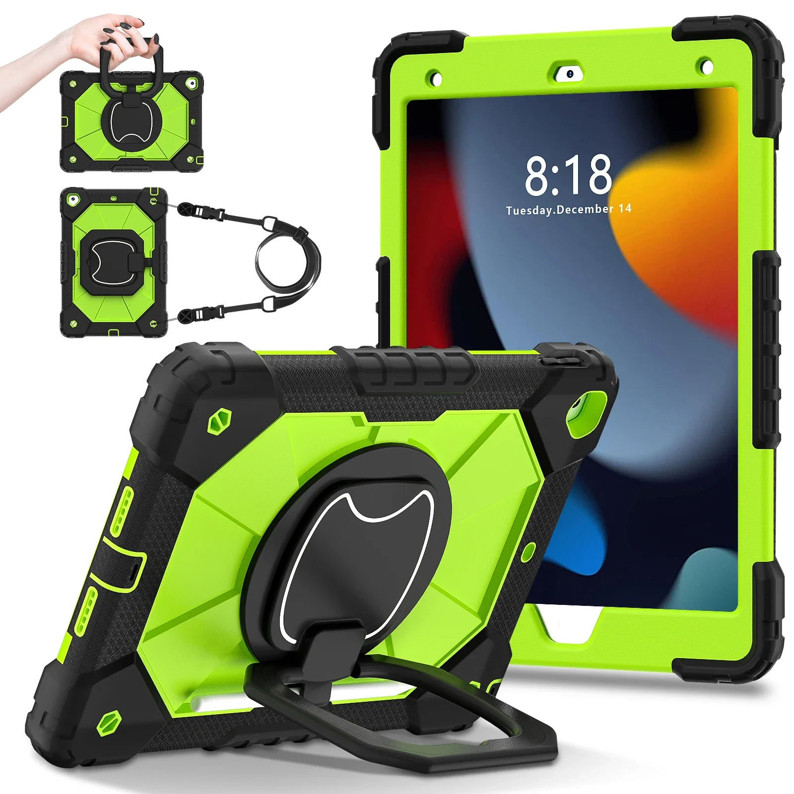 Heavy Duty Shock-Resistant Rotating Stand Tablet Case Cover