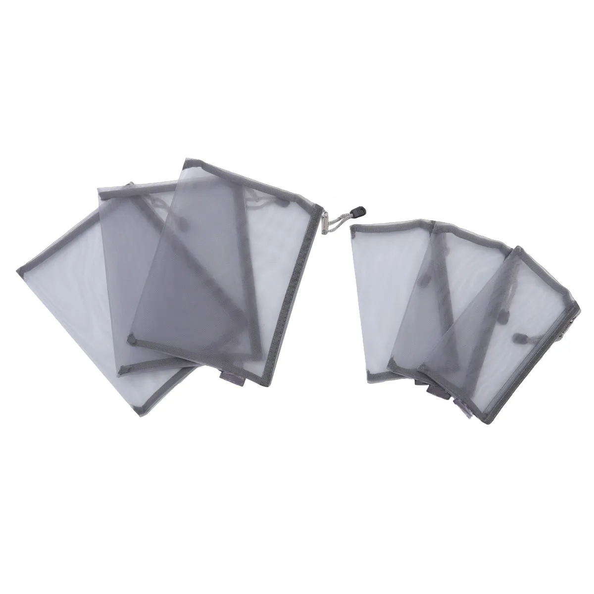 6Pcs A5 A6 메쉬 문구 가방 세트 투명 지퍼 파일 가방 사무실 학교 펜용 휴대용 문서 주최자
