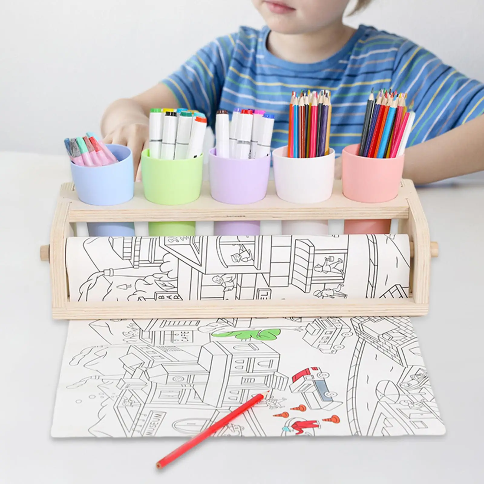 

Desktop Paper Roll Dispenser Supplies Birthday Gifts Painting Easel for Kids Drawing Writing Painting Gift Wrapping Easel Paper
