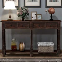 Wood Console Table Sofa Table with Two Storage Drawers and Bottom Shelf for Living Room, Entryway, Easy Assembly 1