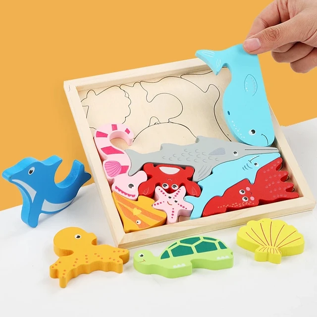 Baby Montessori Toys  Wooden Puzzle Tangram Jigsaw Game 3D Puzzle Preschool early learning Educational Toys for Children 3