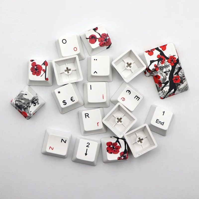 Teclado Mecânico Personalizado Cherry mx Switch Plum Blossom Suíço Francês Alemão Pbt Dye-sub Oem 111 Chaves - Imagem 4
