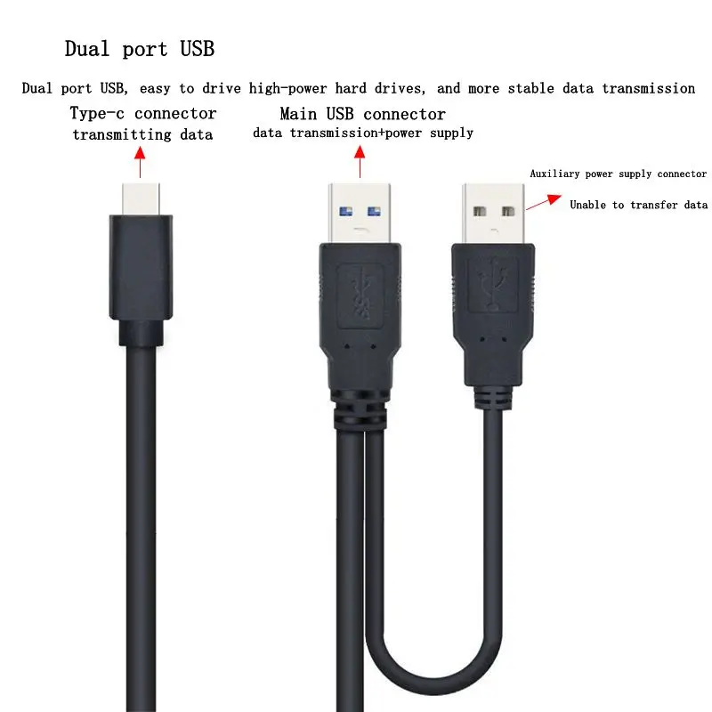 USB Type C Cable AM Male To Type-c Male Dual Y-shaped