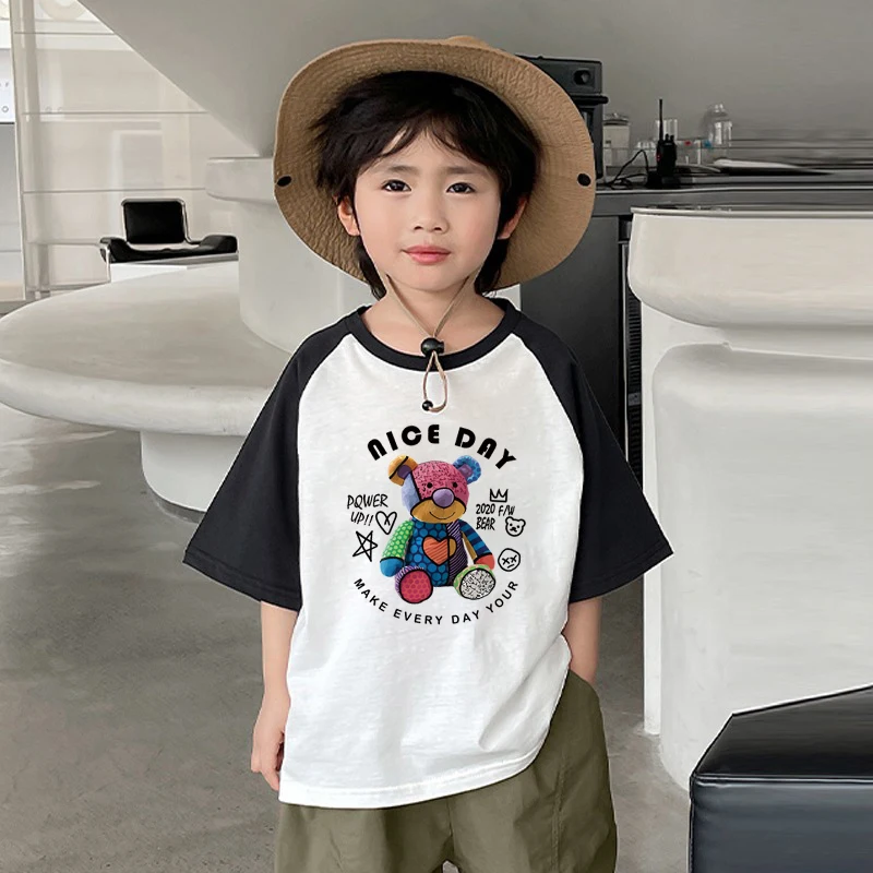 Summer Kids Clothes Streetwear Japan Style Cartoon Print T Shirt Short Sleeve Tops Tees Boys Clothes 100%Cotton Children Tees