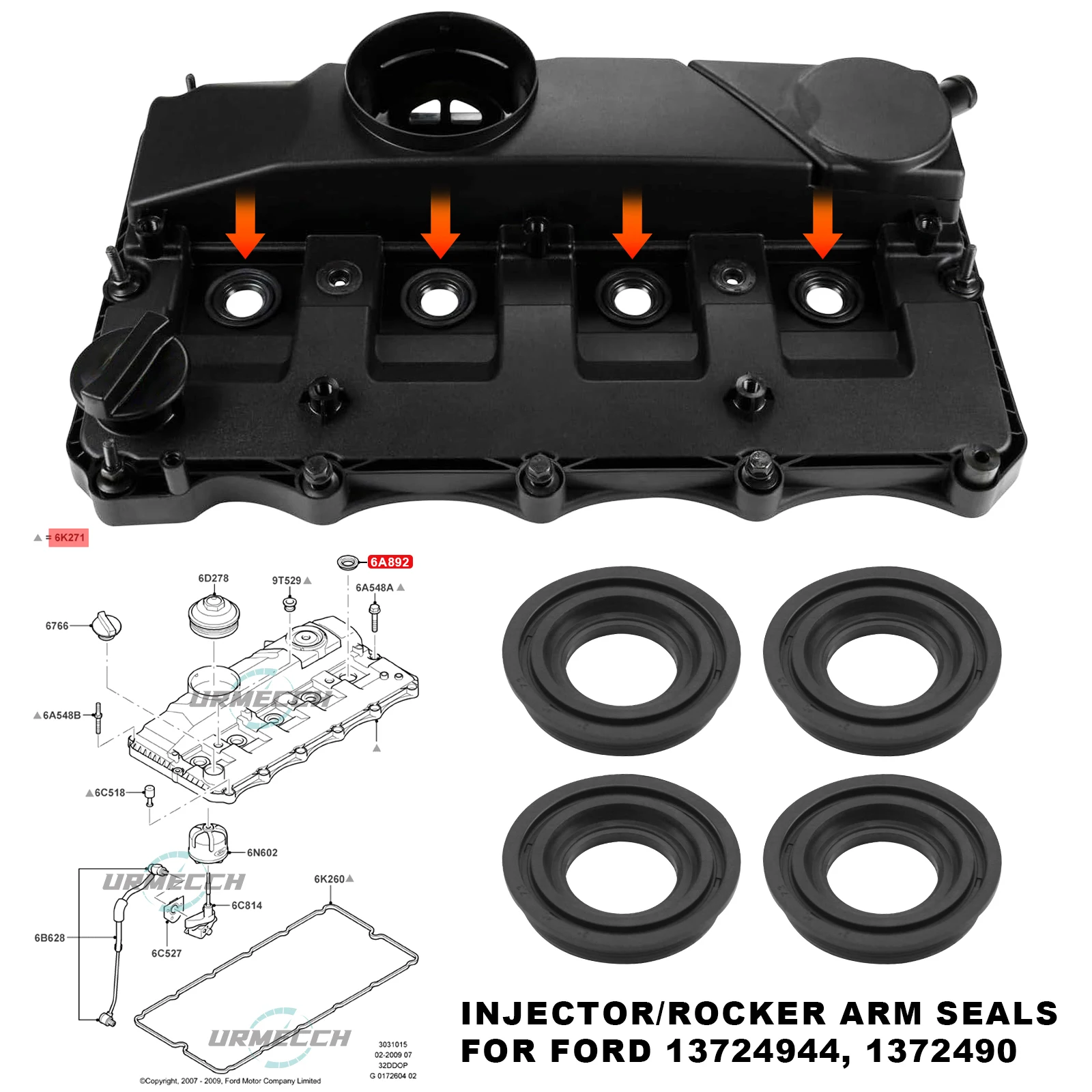 Kit revisione iniettori Ford Transit Connect MK2 1.5 TDCi 75 CV Diesel 55 kW 2015 - 2026 XUGA ▷ AUTODOC